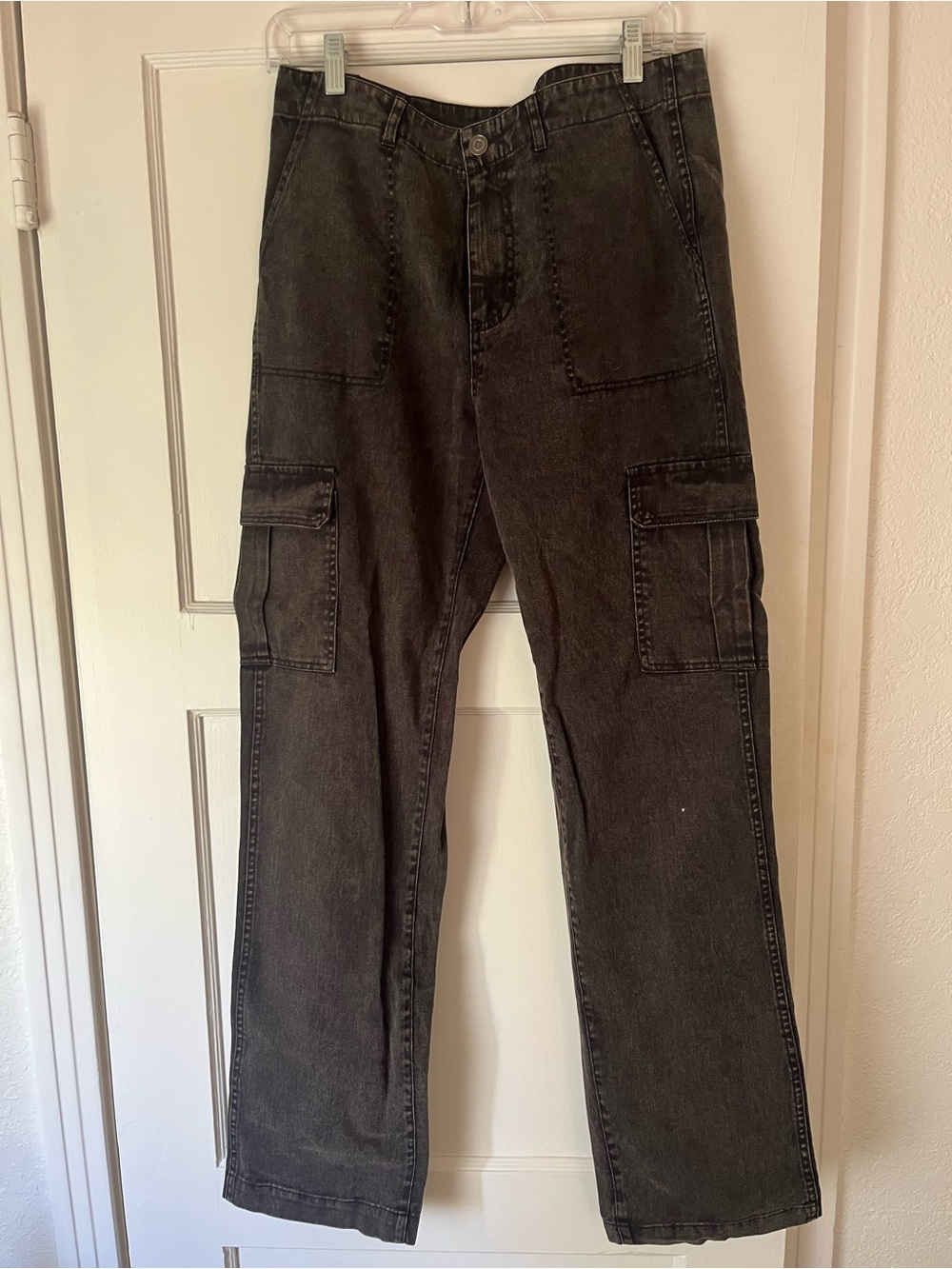 In Bloom Men's Black Washed Cargo Pants